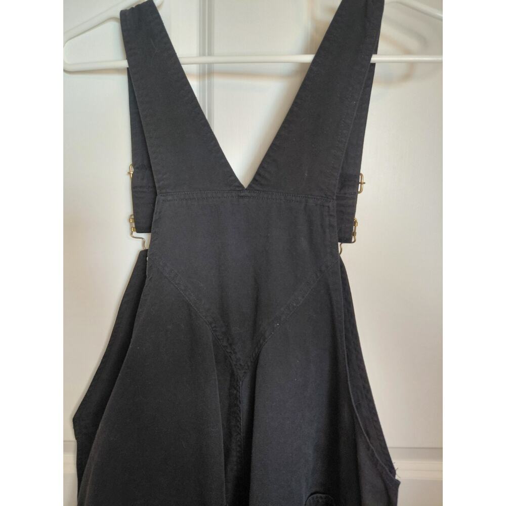 Vintage Forelli Black Cotton Utility Short Overalls Grunge Workwear Size 20 Plus - Picture 12 of 14